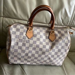 Authentic Louis Vuitton Speedy 30 Handbag Damier Azur made in USA